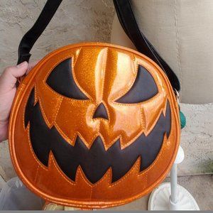 Love Pain & Stitches Orange Glitter Double Sided Bag